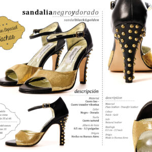 gold laminate studded heel woman's tango shoe
